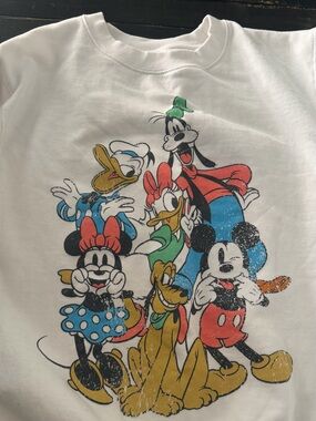 White Kids Disney Character Graphic Sweatshirt - Classic Mickey & Friends